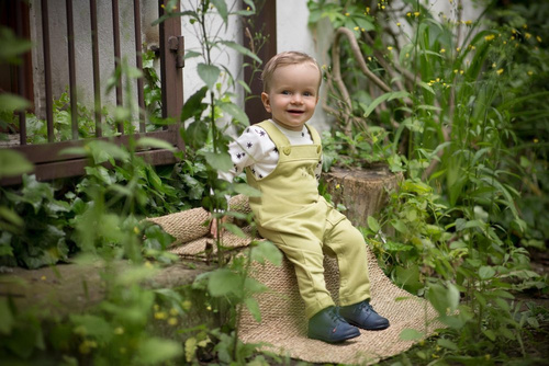 Wygodne Ogrodniczki Niemowlęce "Stay Green " Pinokio - zielone