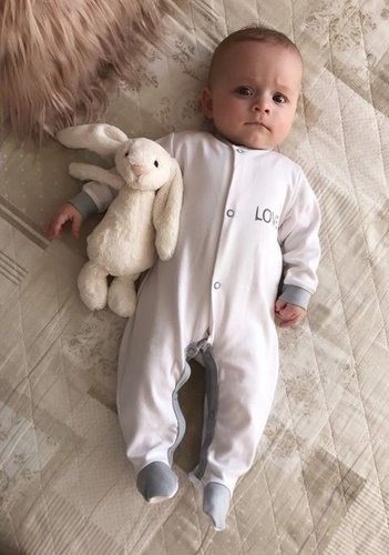 Pajac bawełniany "LOVE" Terjan - biały