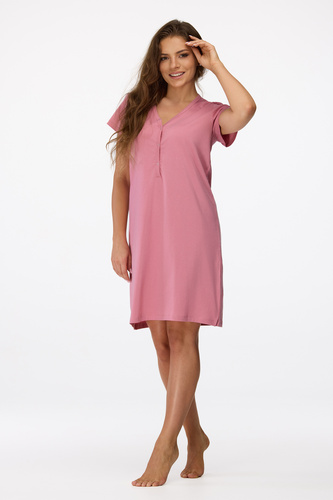 no. 20 Koszula nocna ciążowa Senizo antyczny róż– bawełna 100%, krótki rękaw, napy do karmienia