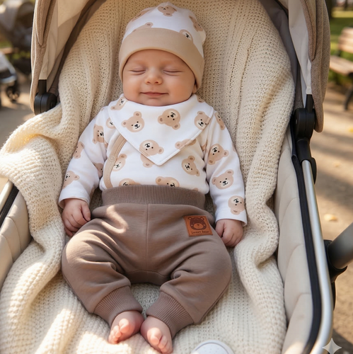 ABK-0047 Sweet Bears Komplet niemowlęcy z bawełny organicznej Nini 