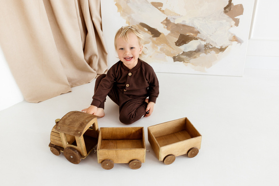 "Natural Waffel" Makoma Spodnie niemowlęce mocha