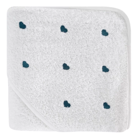 Baby 58 Serca niemowlęce okrycie kąpielowe Eurofirany biały/niebieski