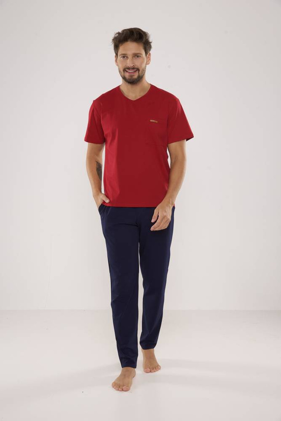 624 Kevin Piżama Męska Forex - bordo- granat