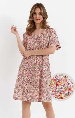 458 Koszula Nocna Cana - czerwone kwiatki