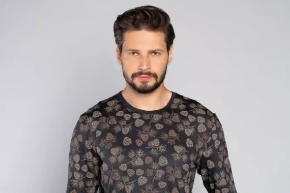 Pinus Piżama Męska długi rękaw, długie spodnie Italian Fashion- druk/grafit
