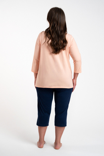 Arietta Piżama Damska 3/4 rękaw i 3/4 spodnie Italian Fashion - łosoś 