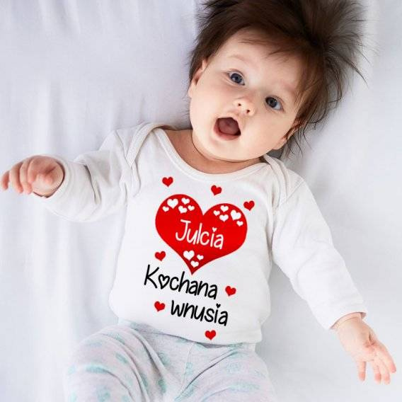 "KOCHANA WNUSIA z imieniem" Moocha body długi rękaw biały 