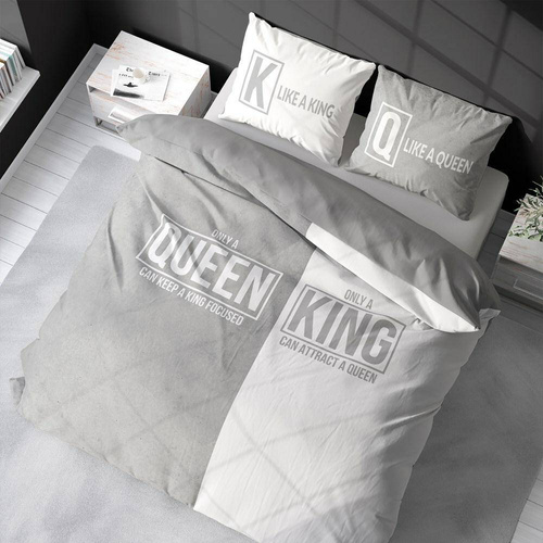 4100 A Holland 129 Pościel bawełniana Queen King Detexpol szary/biały