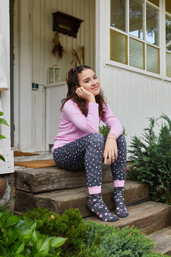 Piżama dziewczęca długi rękaw, spodnie Italian Fashion Antilia - róż/druk