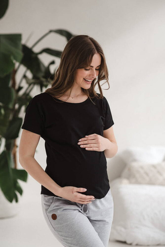 Two Ways Milk&Love bluzka ciążowa i do karmienia z krótkim rękawem czarny