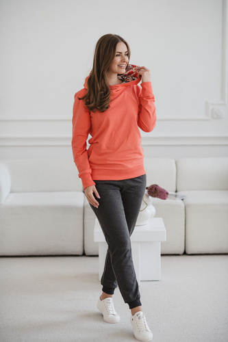 Milk Please bluza do karmienia Milk&Love z kapturem koralowy