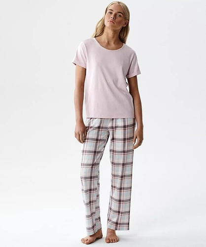 Piżama damska Atlantic NLP-513 modal-bawełna krótki rękaw wzorzyste spodnie różowa