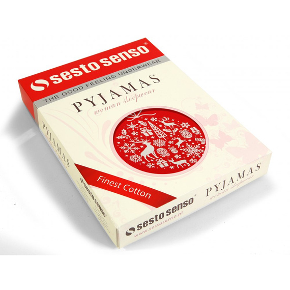 2642/01 Bombka Piżama damska świąteczna Sesto Senso czerwony