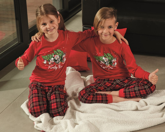 594/159, 592/159 Family Time Piżama dziewczęca Cornette czerwony