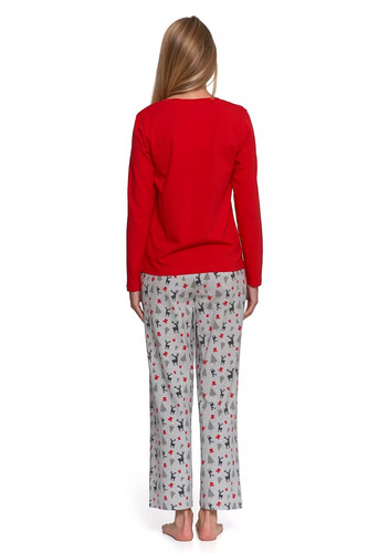Piżama damska Moraj PDD4800-012 czerwona– bawełniana, z nadrukiem i wzorzystymi spodniami