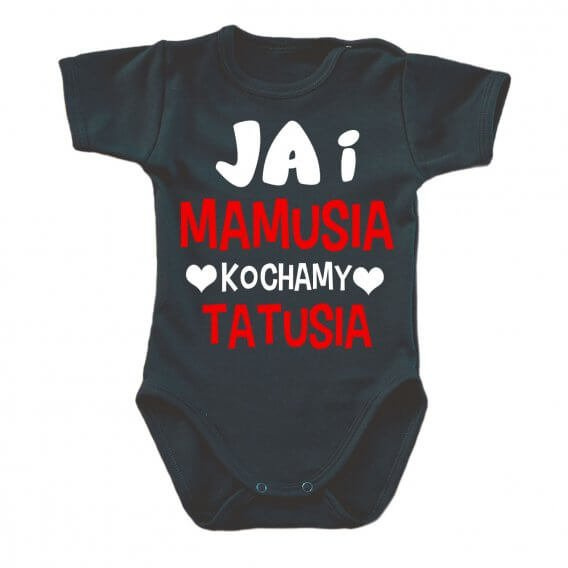 "JA i mamusia kochamy tatusia" Moocha body krótki rękaw biały