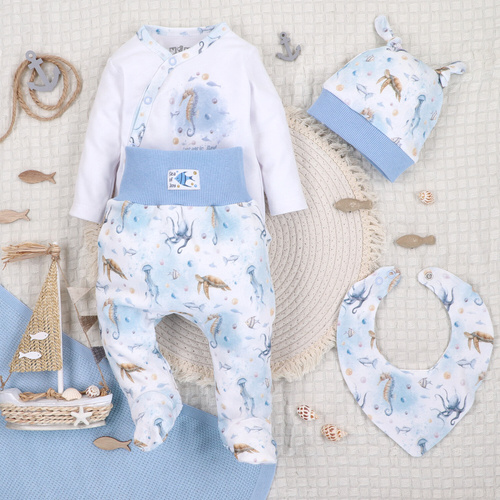 ABK-0042 Komplet niemowlęcy SEA OF JOY NINI bawełna organiczna OEKO-TEX delikatny PL