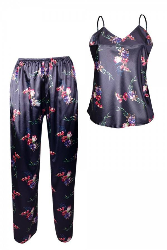 DK-KI Flowers Komplet Damski Piżama DKaren - DK-KI 9 granatowy