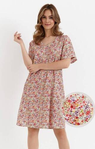 458 Koszula Nocna Cana - czerwone kwiatki