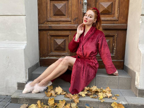 628 Abigail Długi Szlafrok damski Forex - bordo