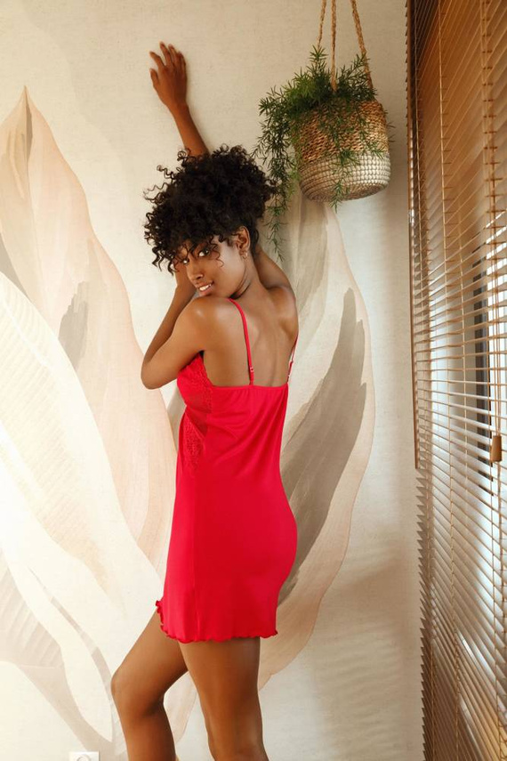 Zuwena Halka nocna damska DKaren - czerwony