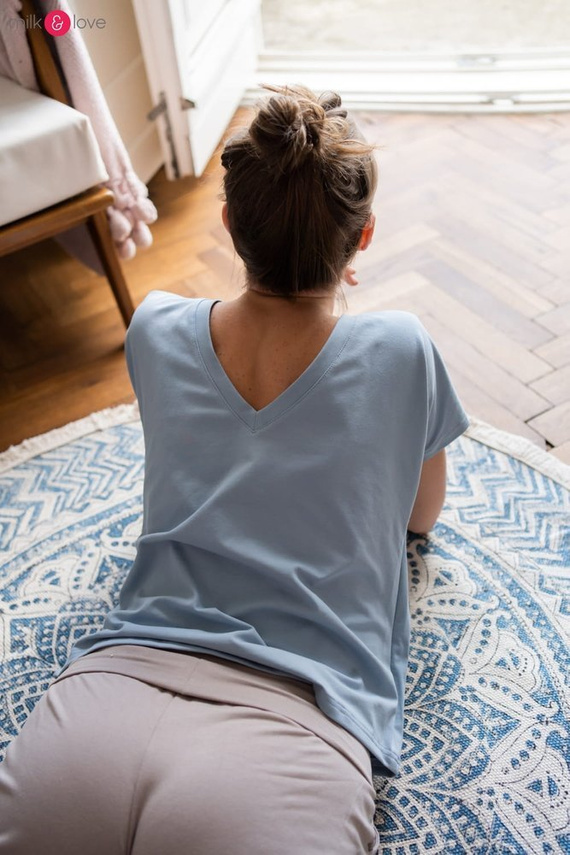 Two Ways Milk&Love bluzka ciążowa i do karmienia z krótkim rękawem błękitny