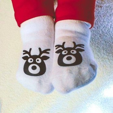 "Reniferki" Moocha skarpetki świąteczne biały