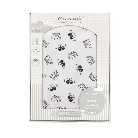 Komplet 5-częściowy WP404 "Korona" Mamatti biało- czarne