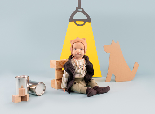 Olivier Pinokio Czapka niemowlęca wiązana - beż