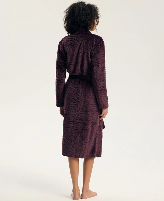 Henderson Gata 45414 Szlafrok Damski Dark Violet Miękki z Kieszeniami