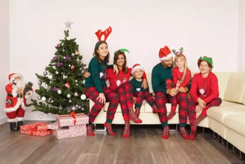 Narwik Piżama Męska długi rękaw, długie spodnie Italian Fashion- czerwony/druk