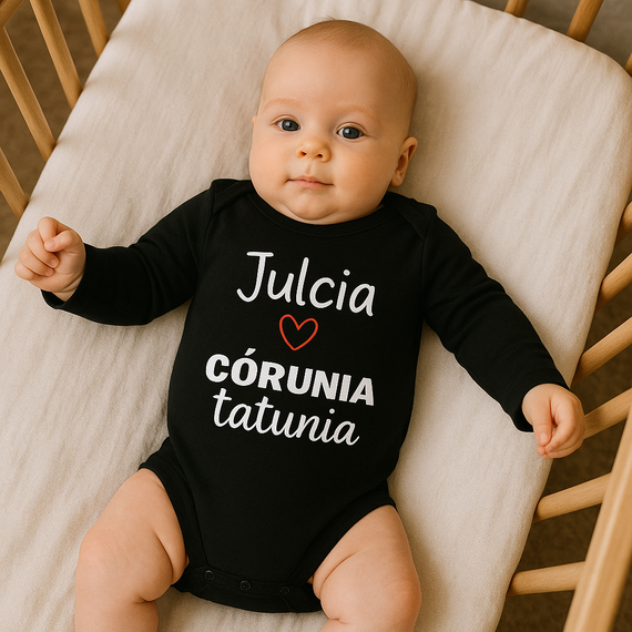 Body długi rękaw " Córunia tatusia z imieniem" Moocha czarny