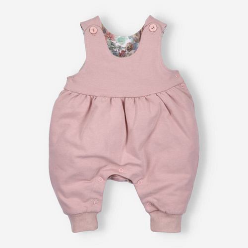 Magic Flowers Spodnie ogrodniczki z bawełny organicznej Nini różowe