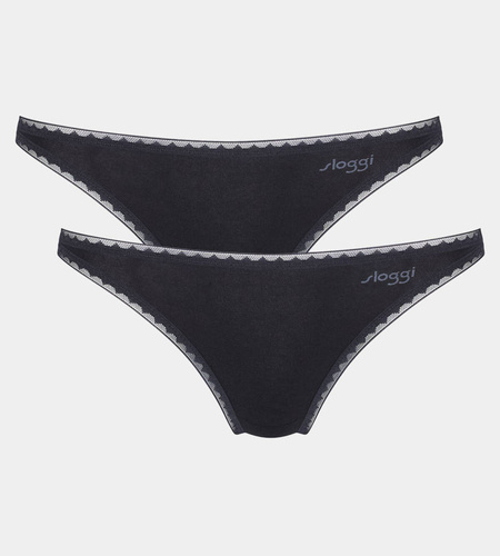 Figi mini 2 pak Damskie Sloggi go - black