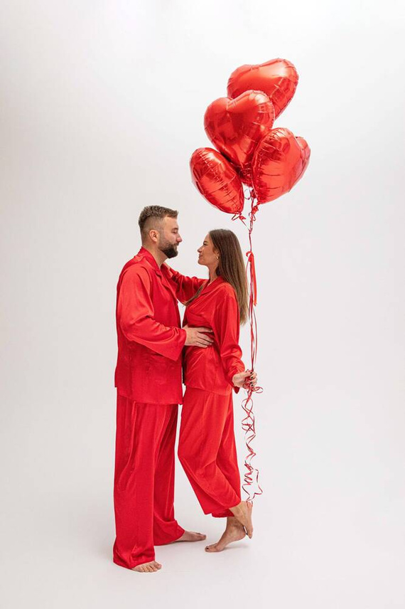 Amina satynowy komplet damski DKaren - czerwony