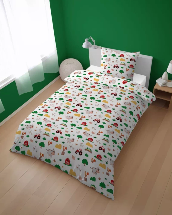 5439 A Wesoła Farma Mała Pościel dziecięca bawełniana Detexpol biały