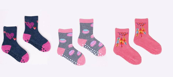 SK-06C A'6 Skarpetki dla dziewczynki z ozdobnym wzorem YO! mix kolor