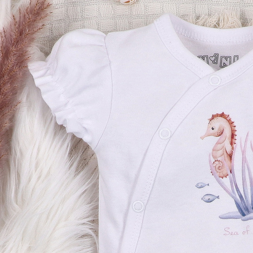 ABN-5474 Underwater World Body kopertowe Nini biały – bawełna organiczna, krótki rękaw