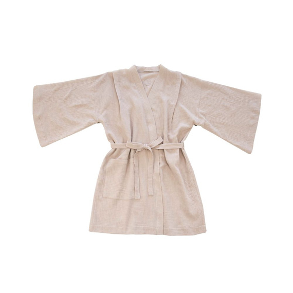 Beżowe Kimono muślinowe szlafrok Makaszka | 100% bawełna, lekki i przewiewny