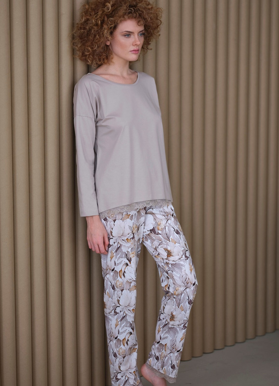 421 Piżama damska Cana -kwiaty-taupe