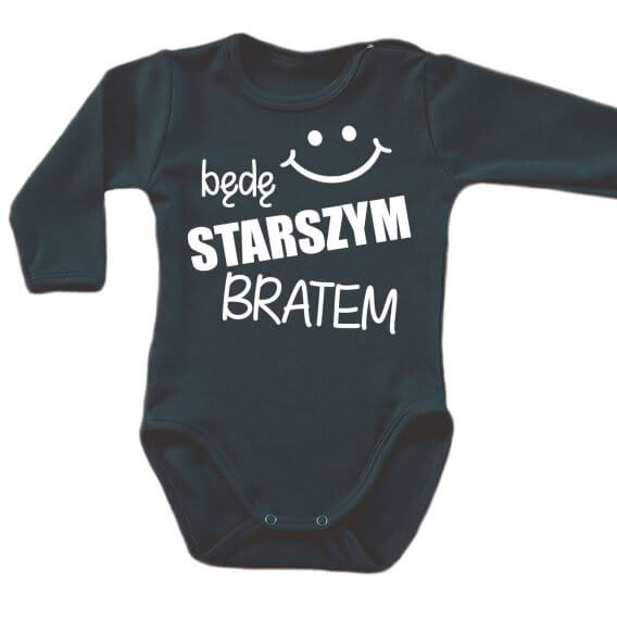 "Będę STARSZYM bratem v2" Moocha body długi rękaw biały