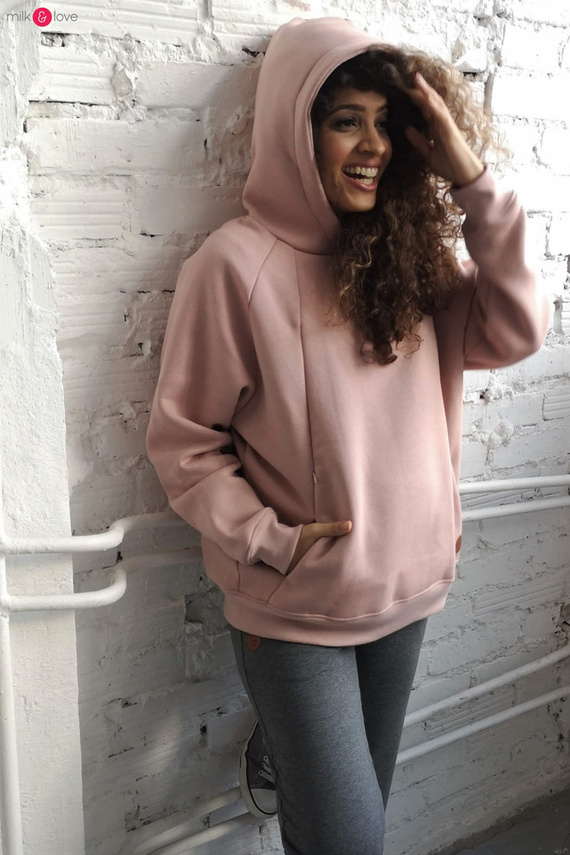 Motherhood Milk&Love bluza do karmienia oversize pudrowy róż