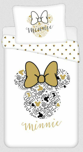 8339 Jerry Fabrics Pościel bawełniana Minnie Gold Mini Myszka