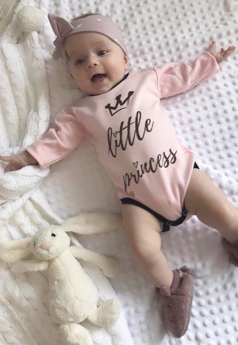 Body z długim rękawem "LITTLE PRINCESS" Terjan różowe