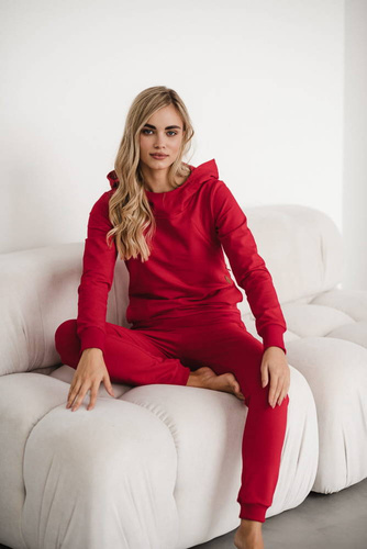 Spodnie Milk&Love dresowe ciążowe karminowa czerwień