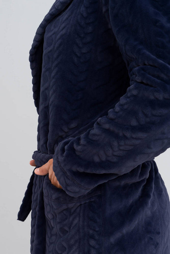 Zygmunt Szlafrok męski z kapturem Italian Fashion- granatowy 