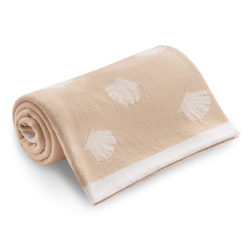 Kocyk dziany Ocean YOSOY - beżowy/biały