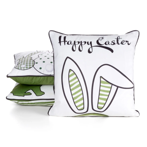Wiosna 2 Poszewka wielkanocna z welwetu nadrukiem Eurofirany zielony