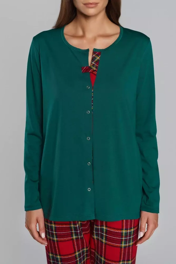 Zorza piżama damska długi rękaw, spodnie Italian Fashion - czerwony/druk