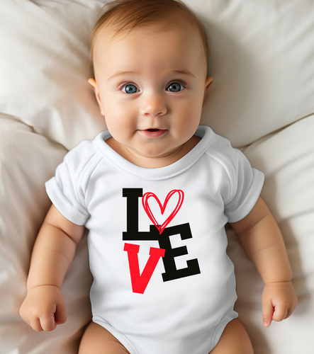 "Walentynki 2024 Love"  Moocha body krótki rękaw biały